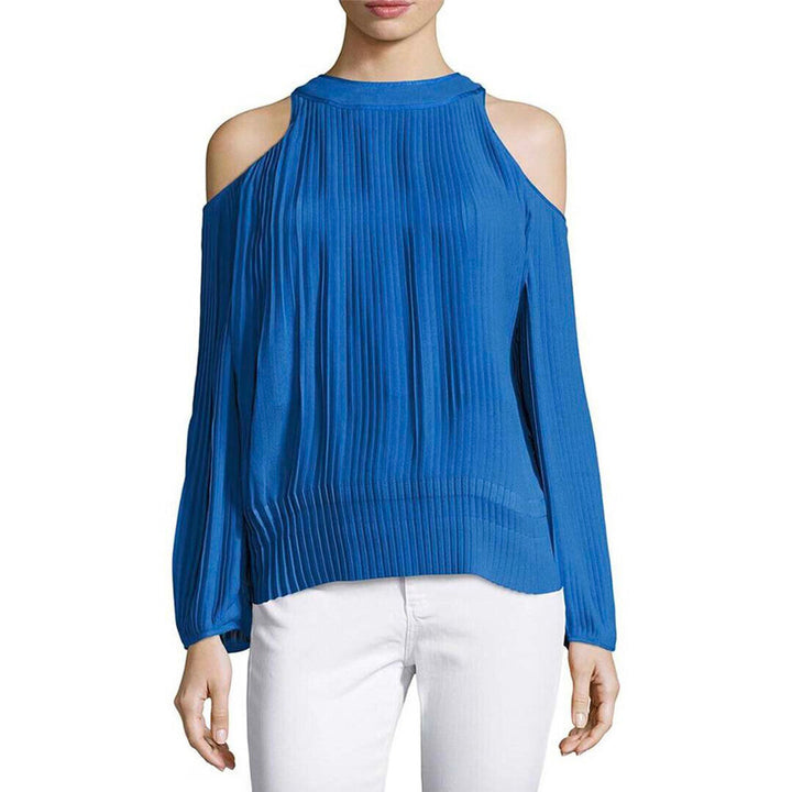 Model Wears SemSem Maryam Pleated Long Sleeve Top - Palace. 