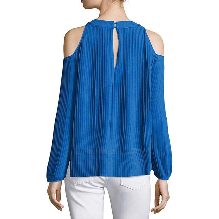 Model Wears SemSem Maryam Pleated Long Sleeve Top - Palace. 