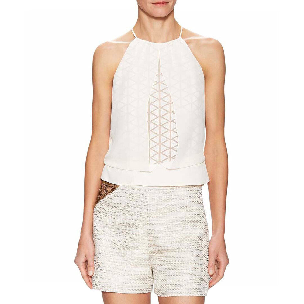 Model Wears SemSem Norah Sleeveless Top - Egret.