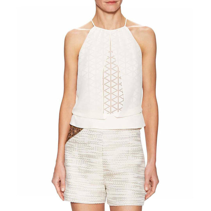 Model Wears SemSem Norah Sleeveless Top - Egret.