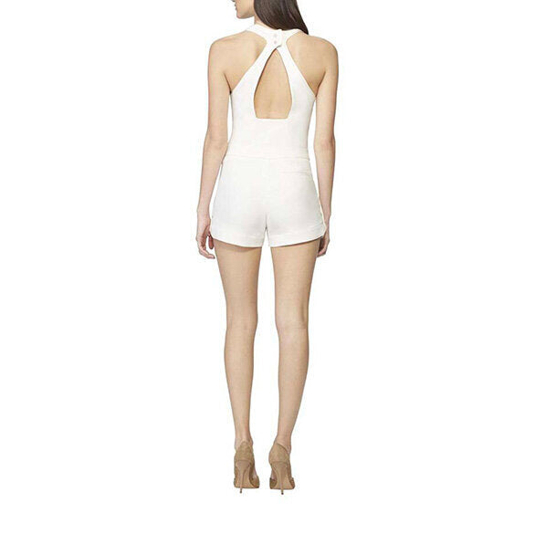 Model Wears SemSem Salma Open Back Top - Cream.