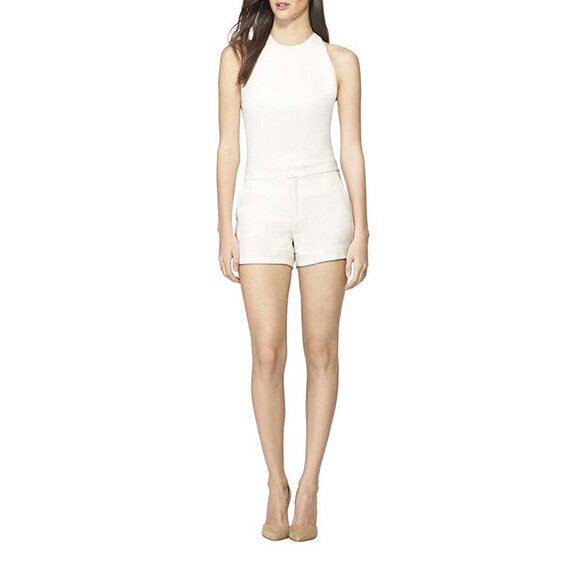 Model Wears SemSem Salma Open Back Top - Cream.