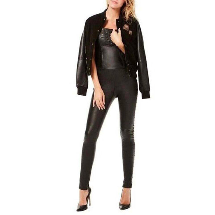 Model wears SemSem Hanna Bomber Jacket - Meteorite.