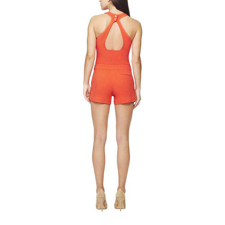 Model wears SemSem Salma Open Back Tank - Orange.