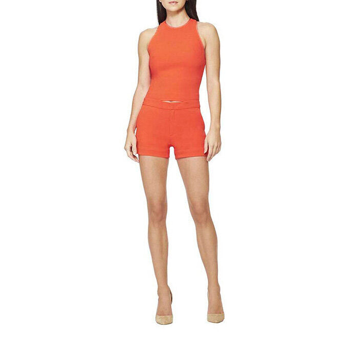 Model wears SemSem Salma Open Back Tank - Orange.