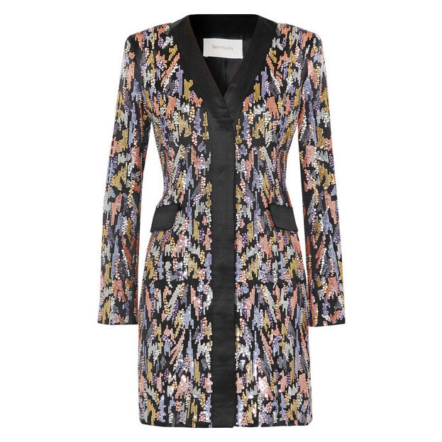 Multicolor Sequin & Crystal Blazer Dress.
