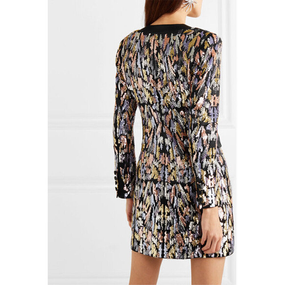 slim fit dress slacks Sequins On The Rocks Blazer Dress in Rose Gold main image 1