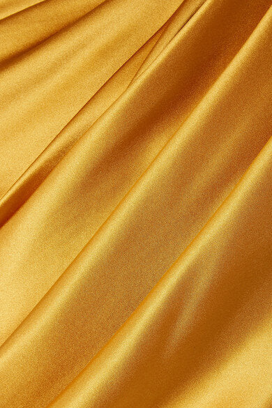 One-Shoulder Fringed Draped Silk-Satin Top