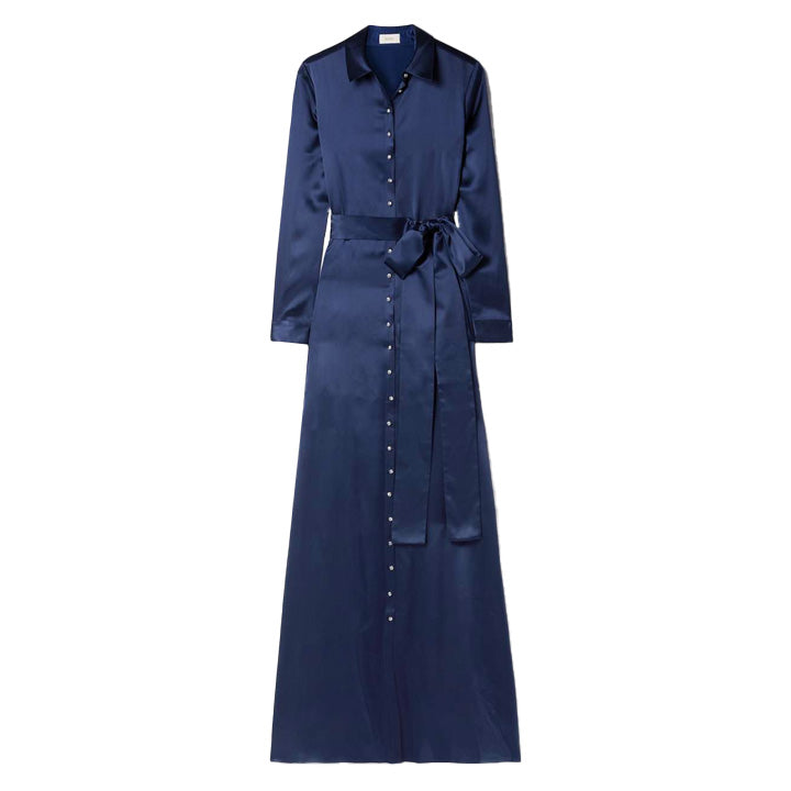 SemSem Belted Crystal Embellished Silk Satin Gown.
