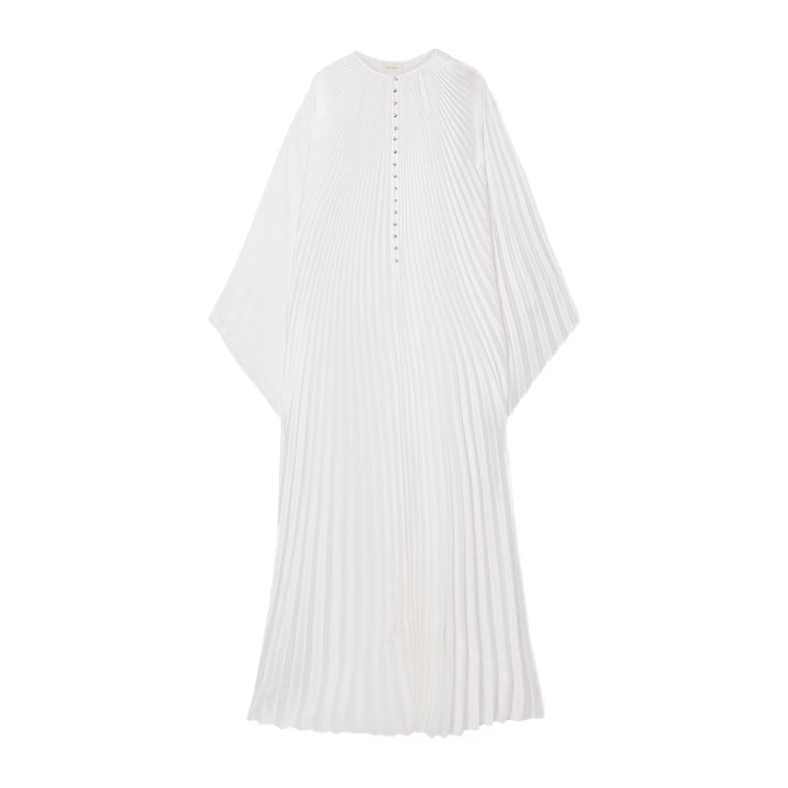 SemSem Crystal Embellished Plissé-Satin Maxi Dress.