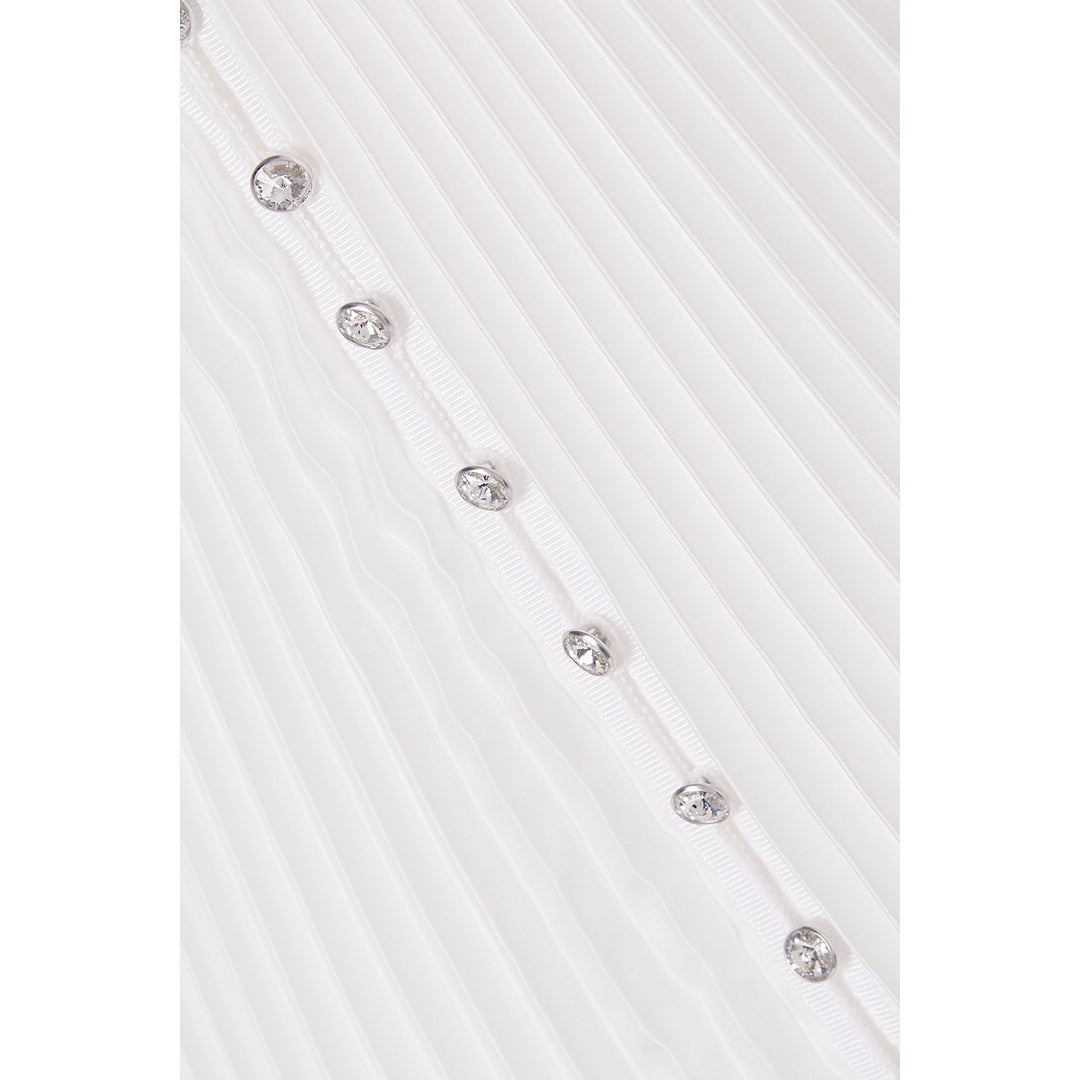 SemSem Crystal Embellished Plissé-Satin Maxi Dress.