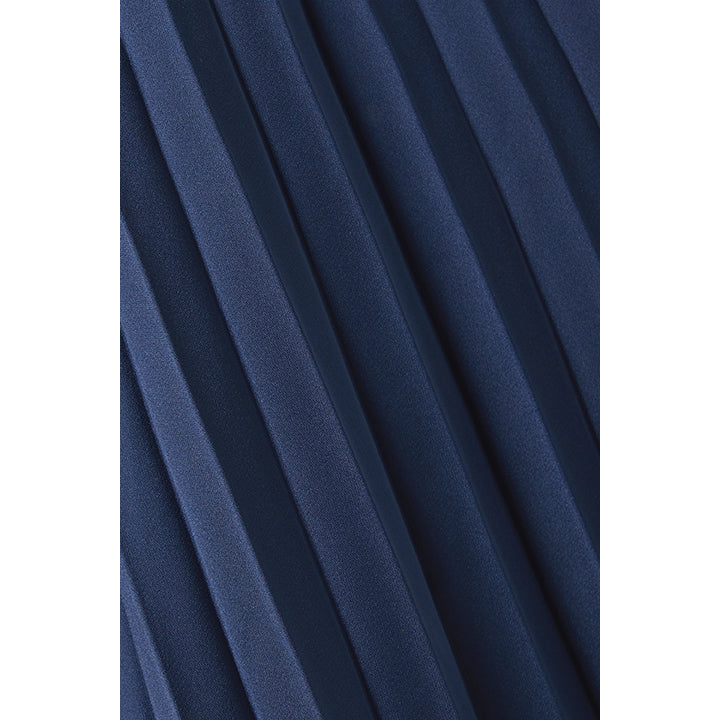 SemSem Crystal Embellished Plissé Satin Maxi Dress.