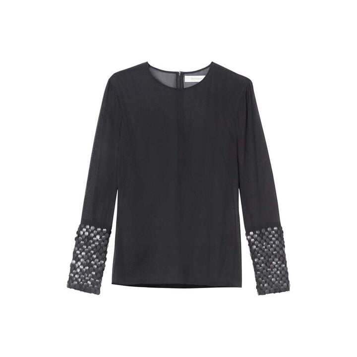 SemSem Farah Embroidered Chiffon Top - Black.