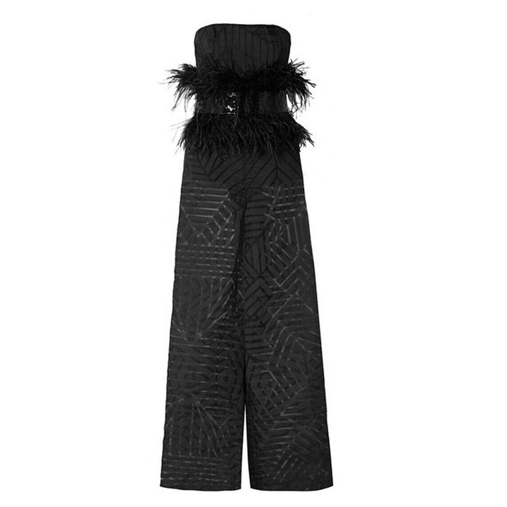 SemSem Feather and Sequin-Embellished Devoré-Organza Jumpsuit.