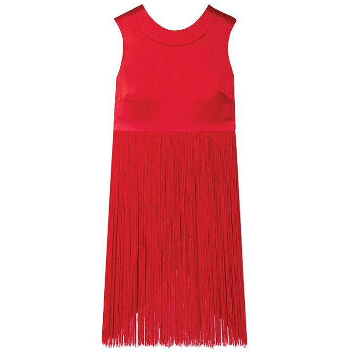 SemSem Fringed Silk-Satin Top.