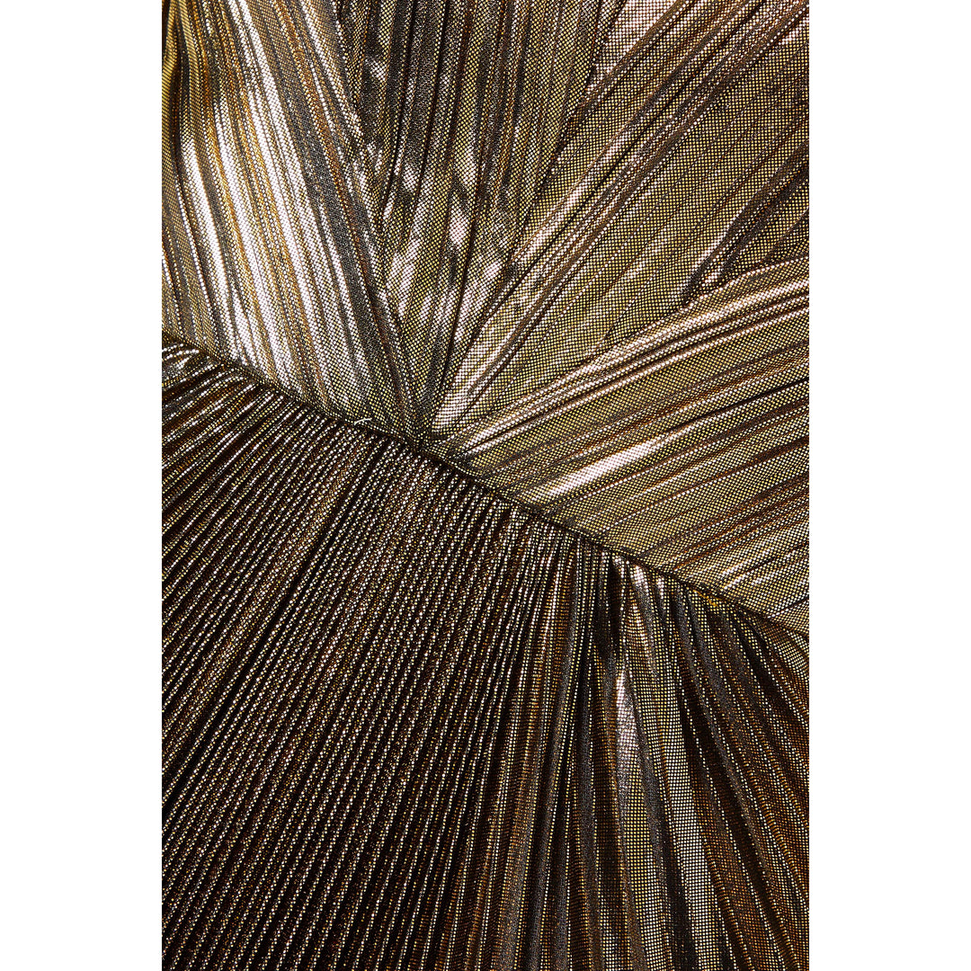 Gold Pleated Metallic Lam Gown SemSem Gold Pleated Metallic Lam Gown SemSem