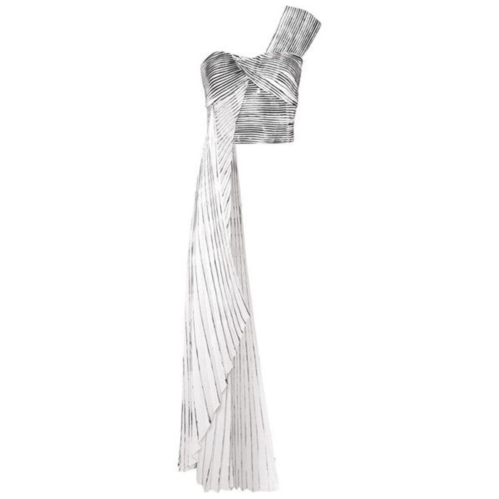 SemSem Hand-Painted Pleated Bustier Top.