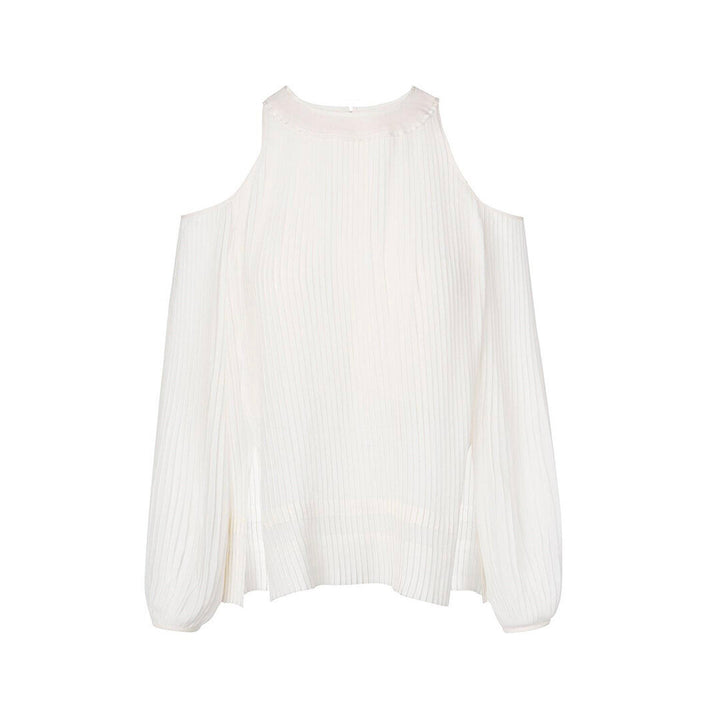 SemSem Maryam Pleated Long Sleeve Top - Egret.