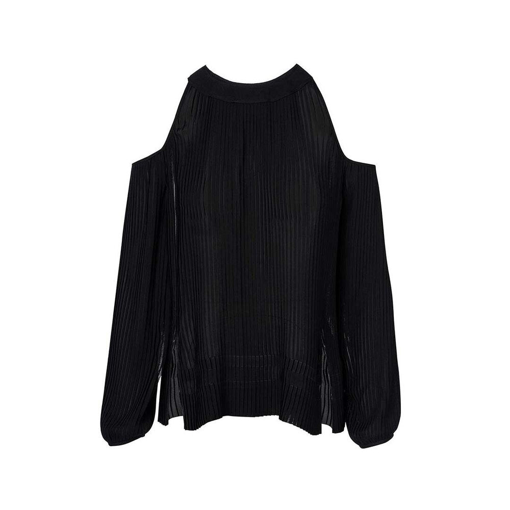 SemSem Maryam Pleated Long Sleeve Top - Meteorite.