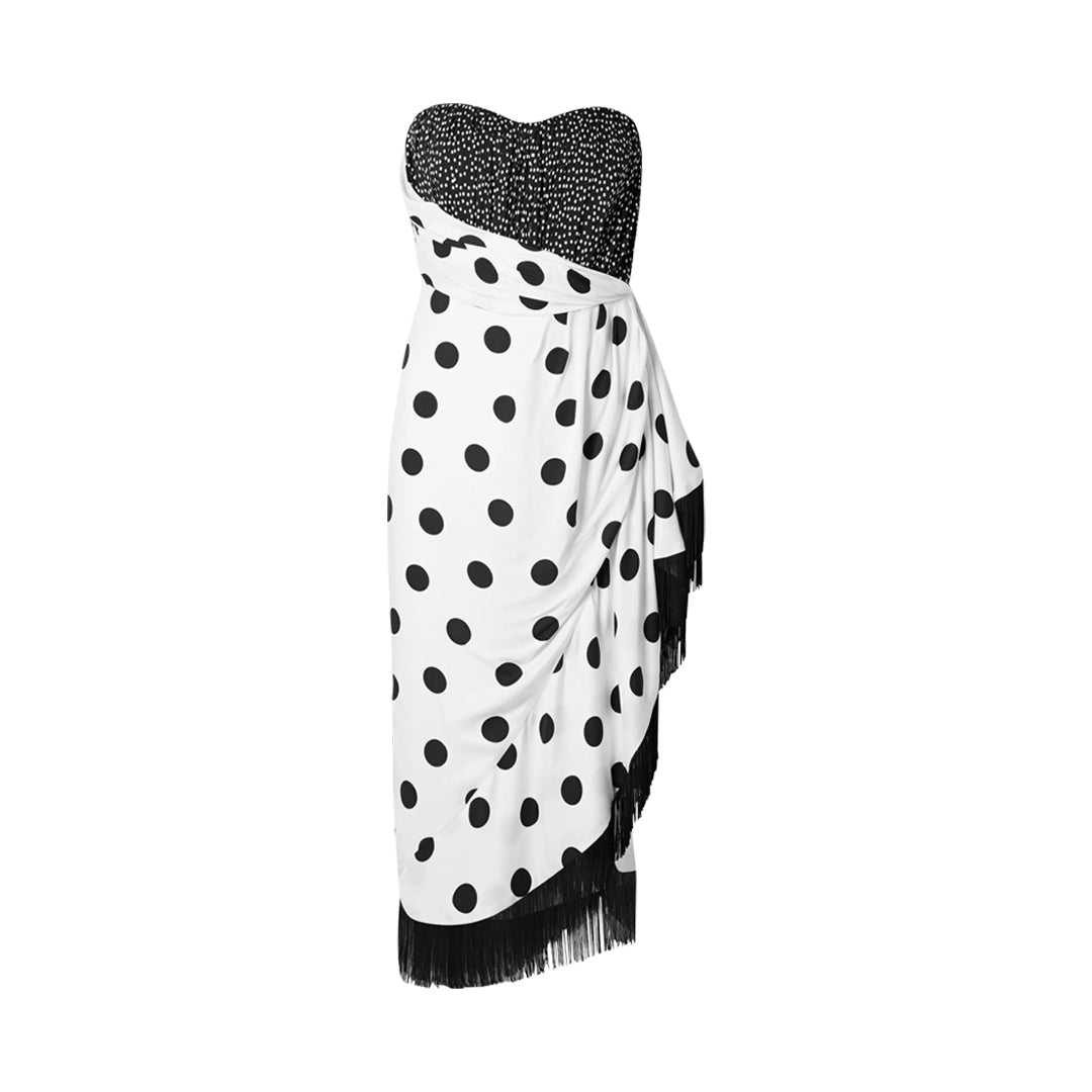 SemSem Polka Dot-Fringe Dress.