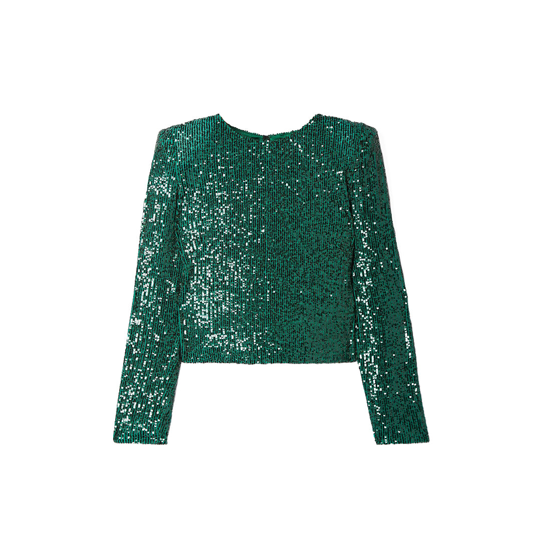 SemSem Sequin Stretch-Tulle Top.