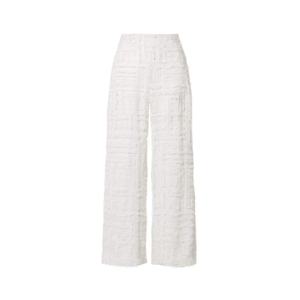 SemSem Silk Chiffon Embellished Wide Leg Pants.