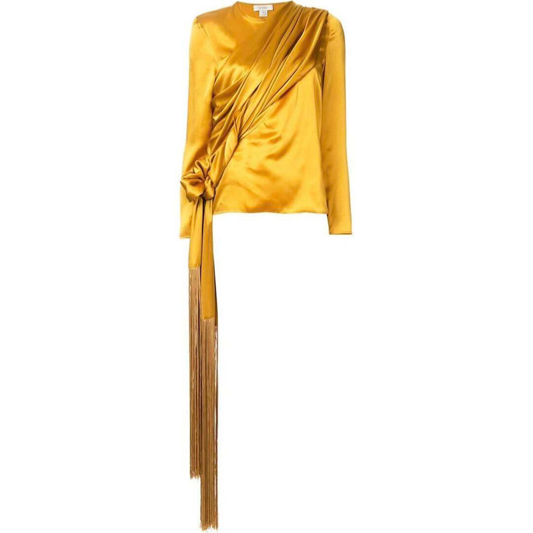 SemSem Silk Drape Fringe Top w/ Sleeves.
