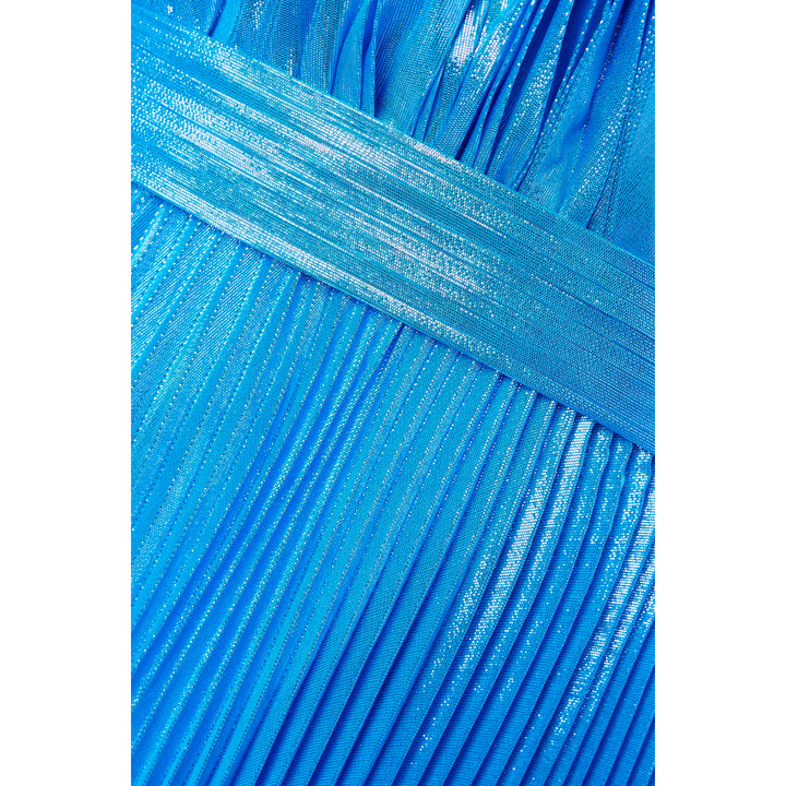 SemSem Sky Blue Metallic Halter Gown.