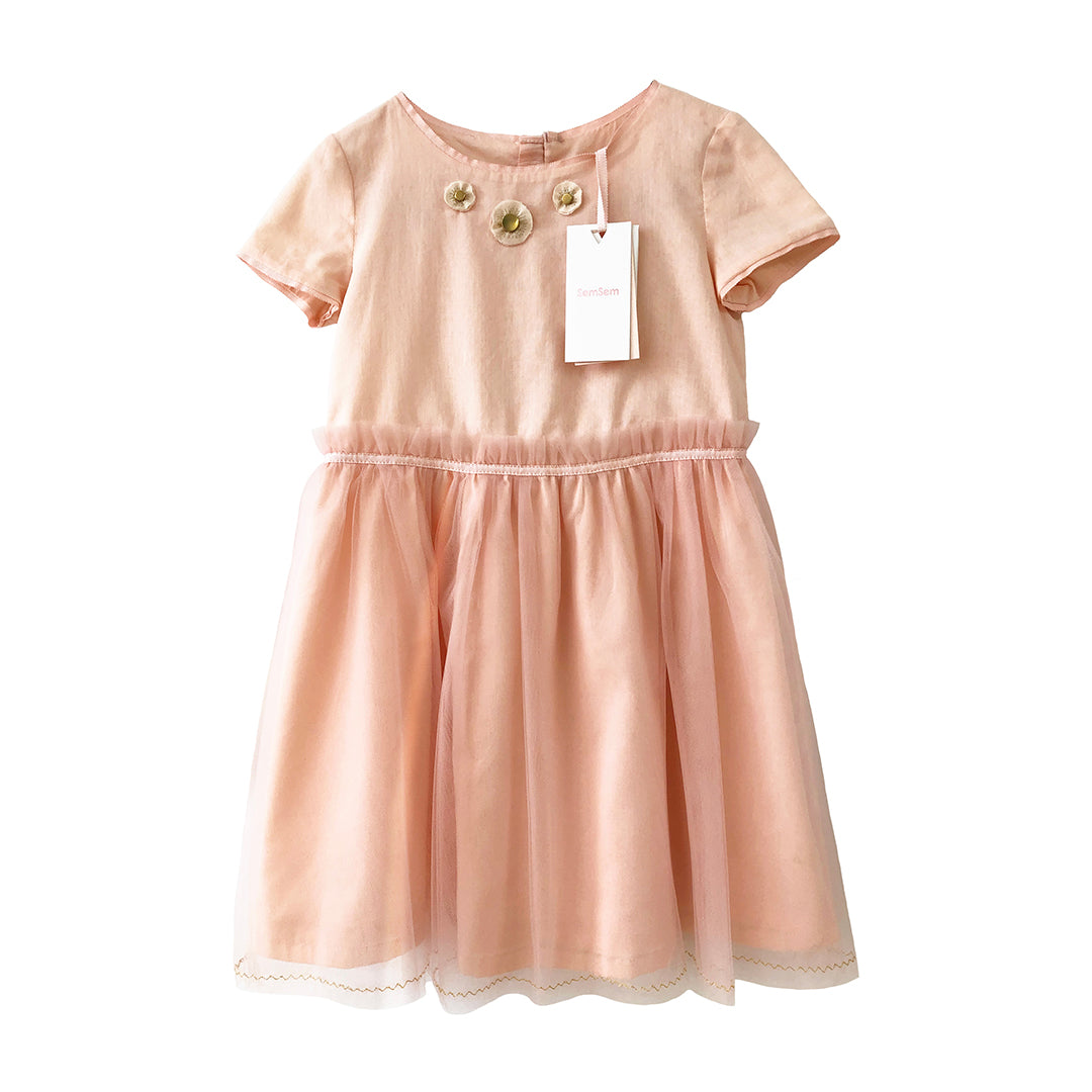 Girls Aliyah Embroidered Dress - Pale Blush
