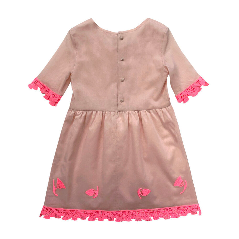 Girls Amaya Short Sleeve Dress - Pale Blush