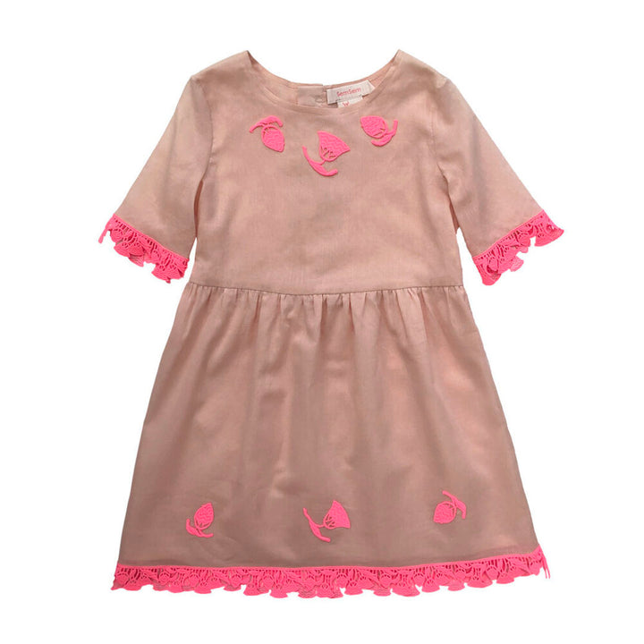 Girls Amaya Short Sleeve Dress - Pale Blush
