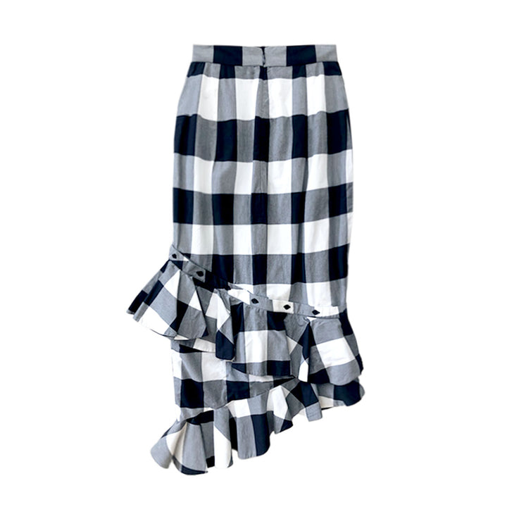 Checkered Skirt with Ruffle Hem