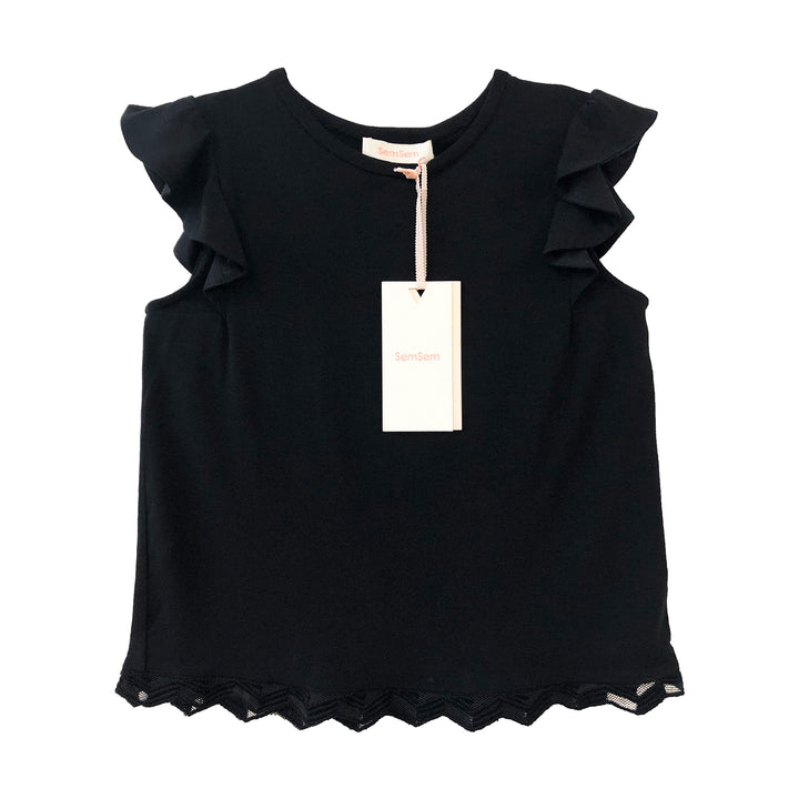 Girls Dalia Jersey Top - Black
