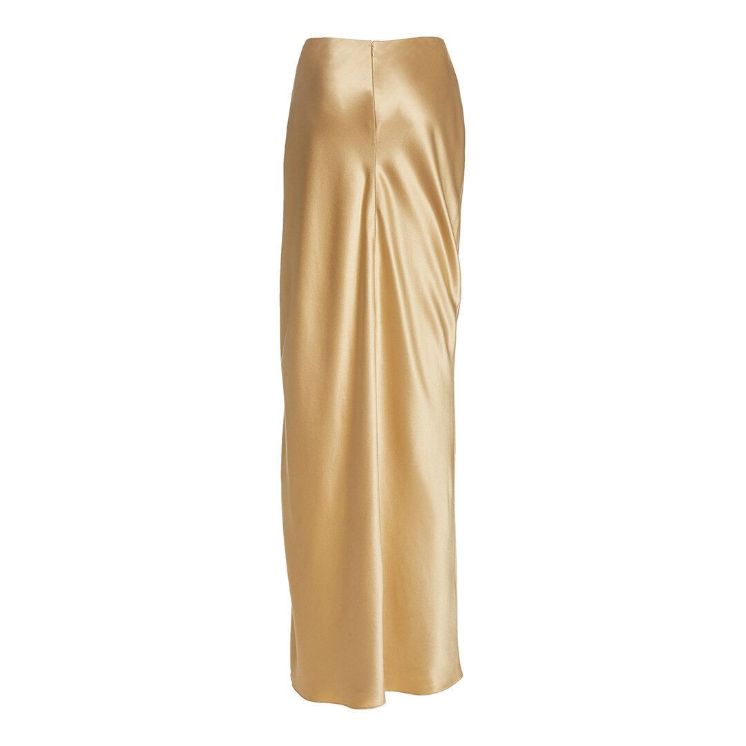 Draped Silk Charmeuse Maxi Skirt