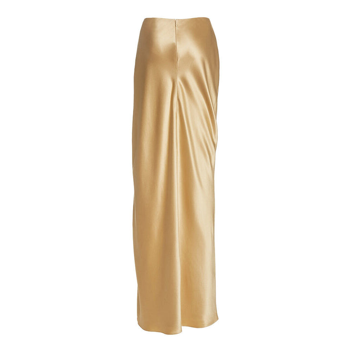 Draped Silk Charmeuse Maxi Skirt