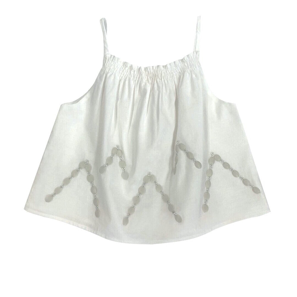 Girls Farah Embroidered Top - Cream
