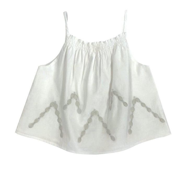 Girls Farah Embroidered Top - Cream