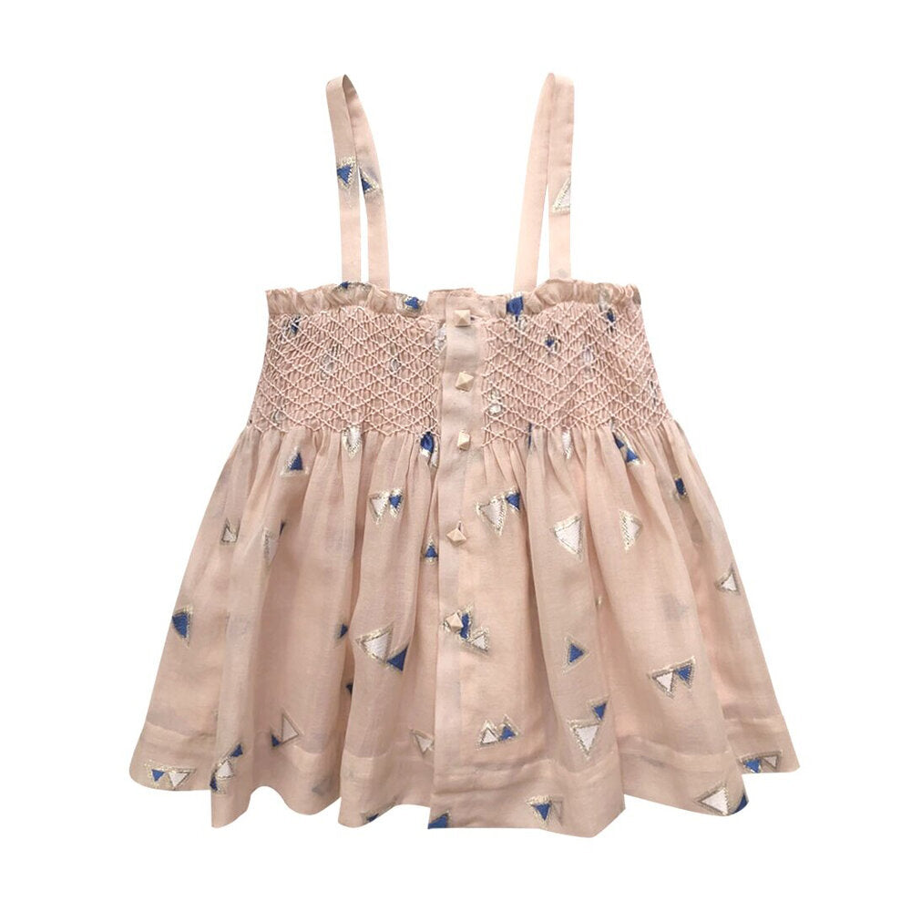 Girls Jamila Smocked Top  - Pale Blush