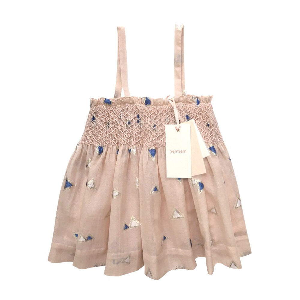 Girls Jamila Smocked Top  - Pale Blush