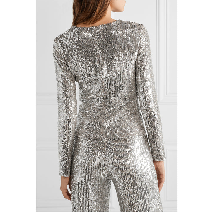 Long-Sleeve Sequin Top