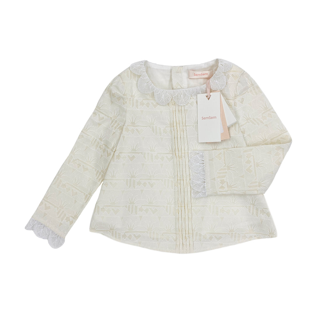 Girls Lotus Trim Top - Cream