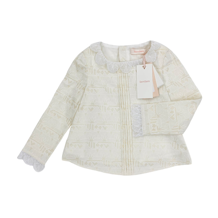Girls Lotus Trim Top - Cream