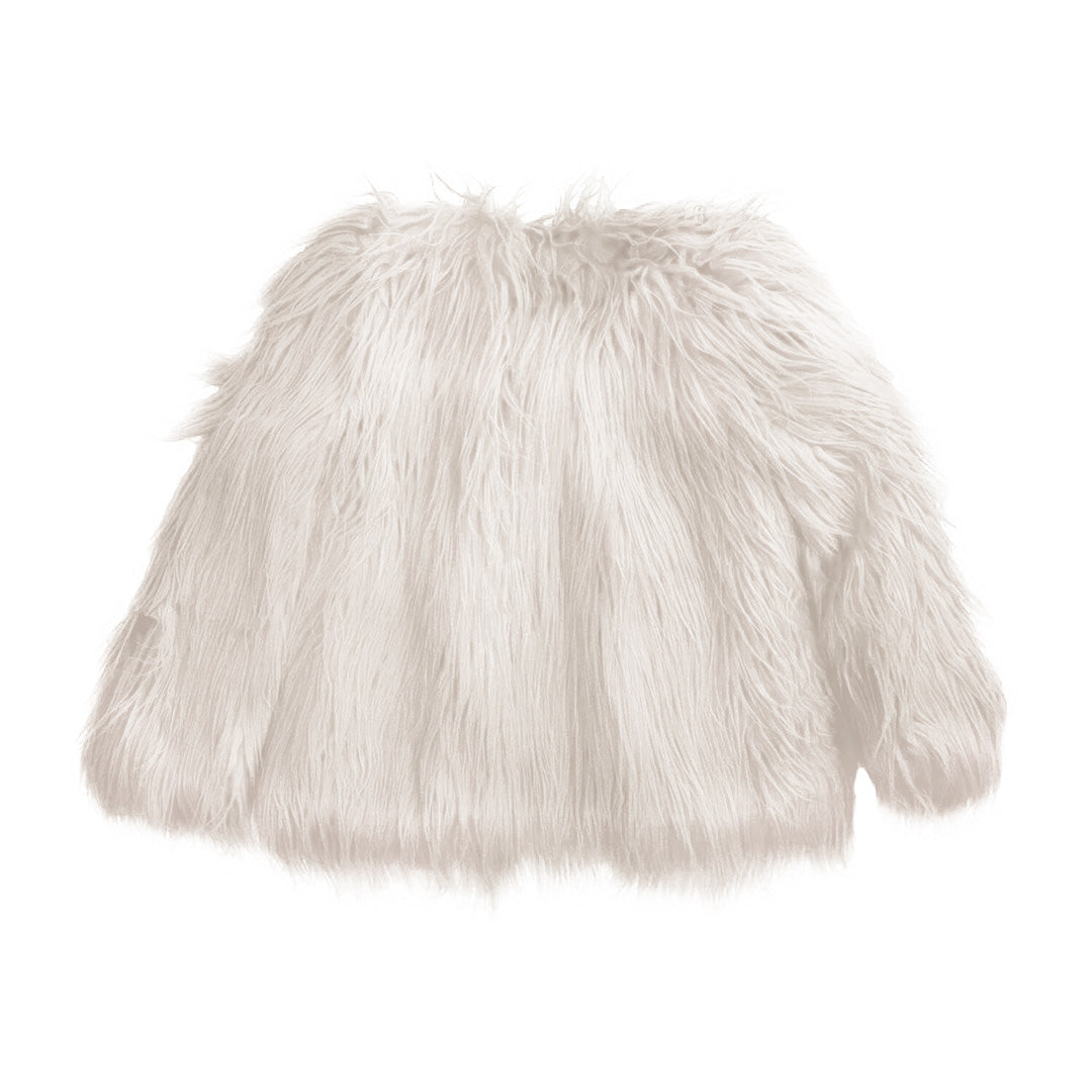 Girls White Faux Fur Jacket