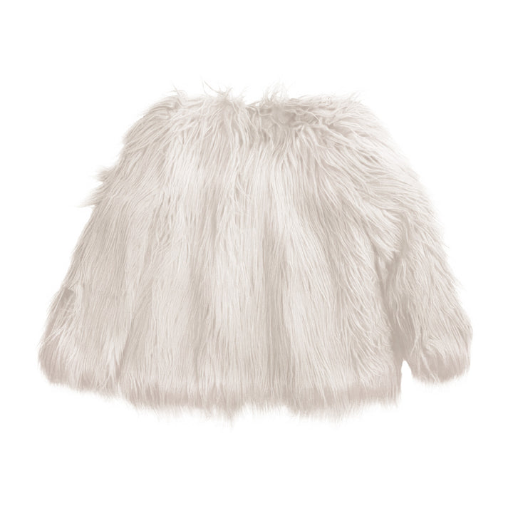 Girls White Faux Fur Jacket
