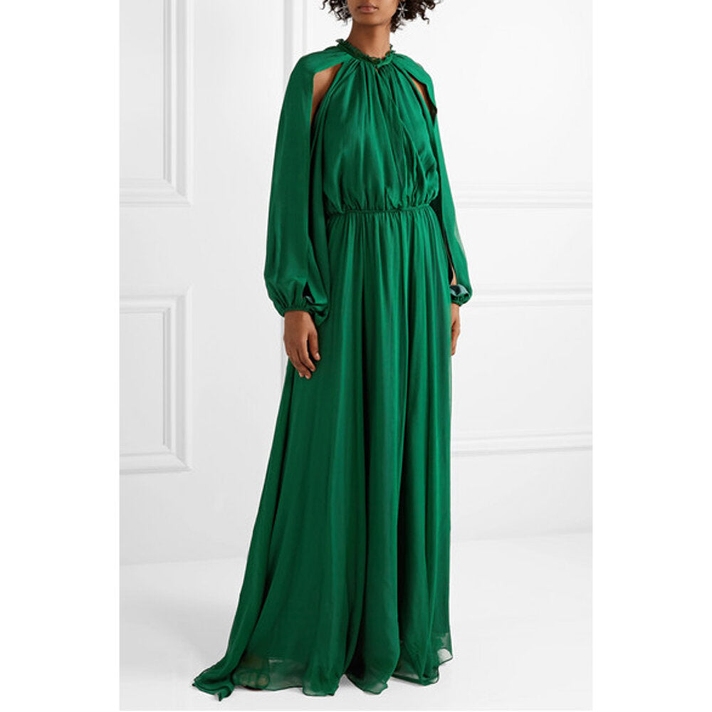 Cutout Gathered Silk-chiffon Gown, US 8 Cutout Gathered Silk-chiffon Gown, US 8